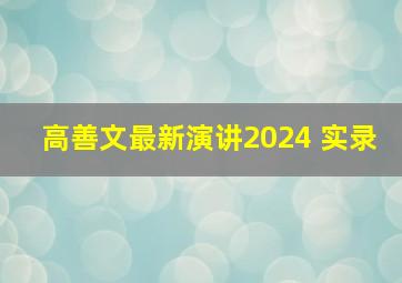 高善文最新演讲2024 实录